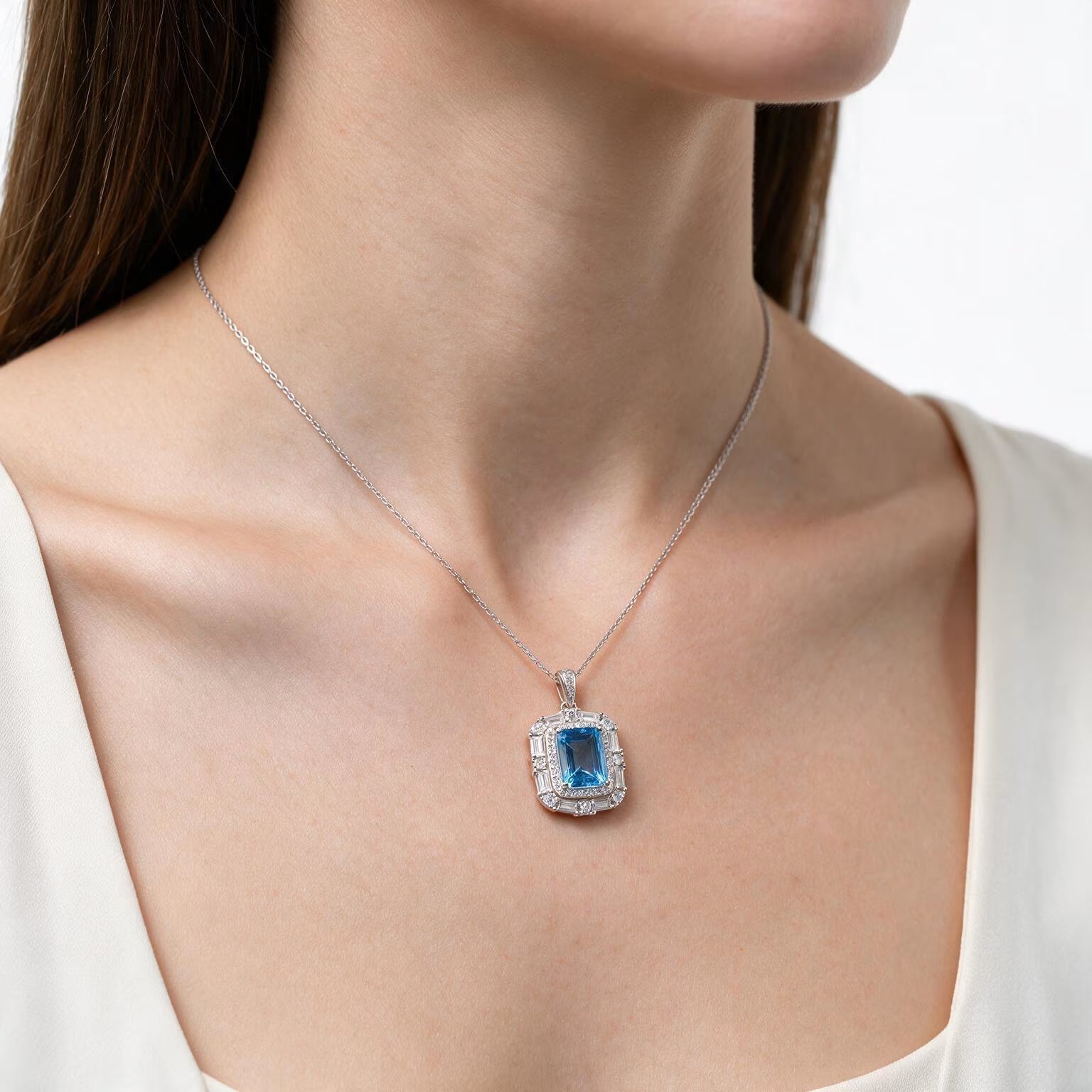 Azure Royale Natural Blue Topaz Pendant