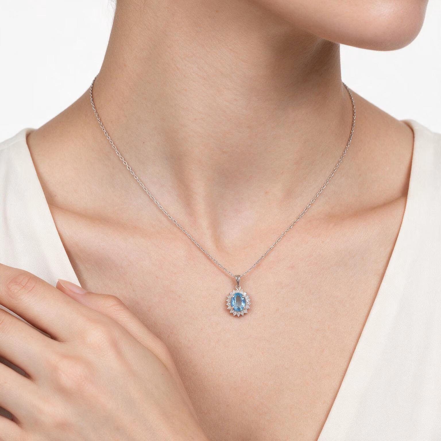 Celestial Ocean Natural Blue Topaz Pendant