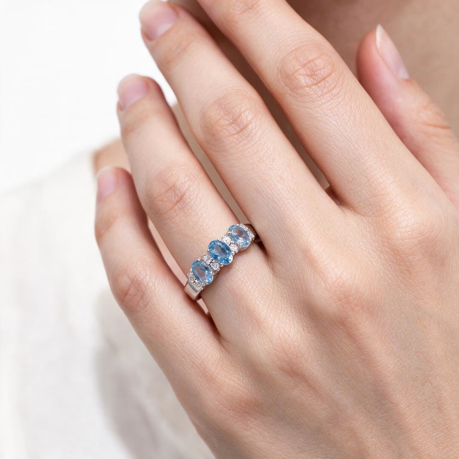 Celestial Trio Blue Topaz Ring