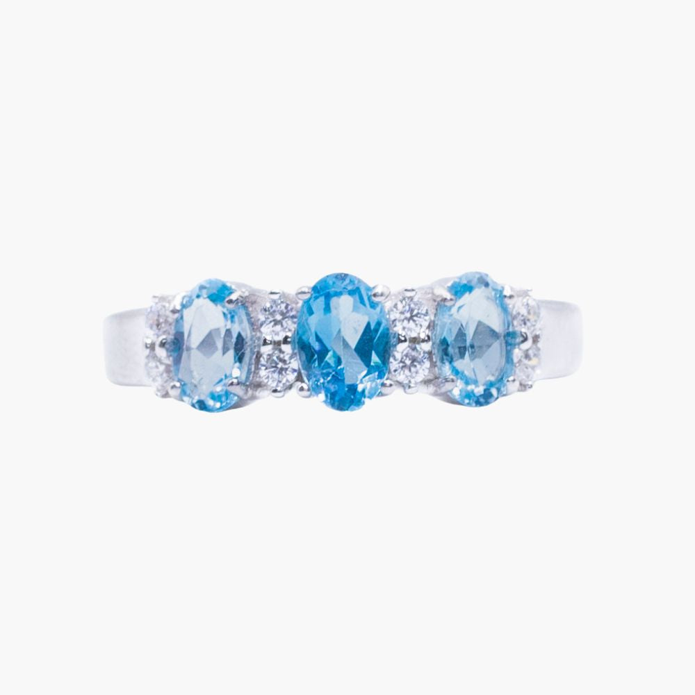 Celestial Trio Blue Topaz Ring