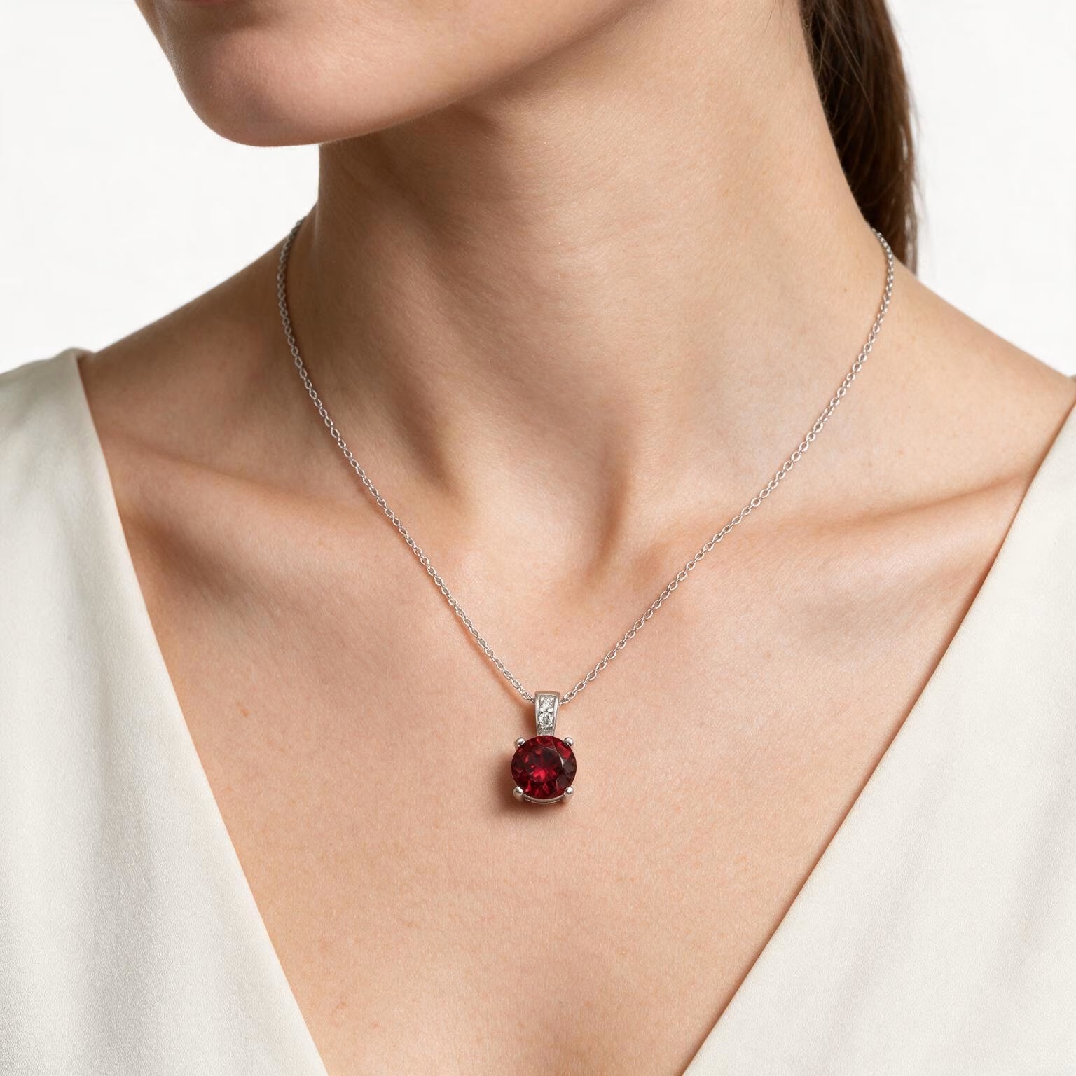 Crimson Aurora Garnet Pendant