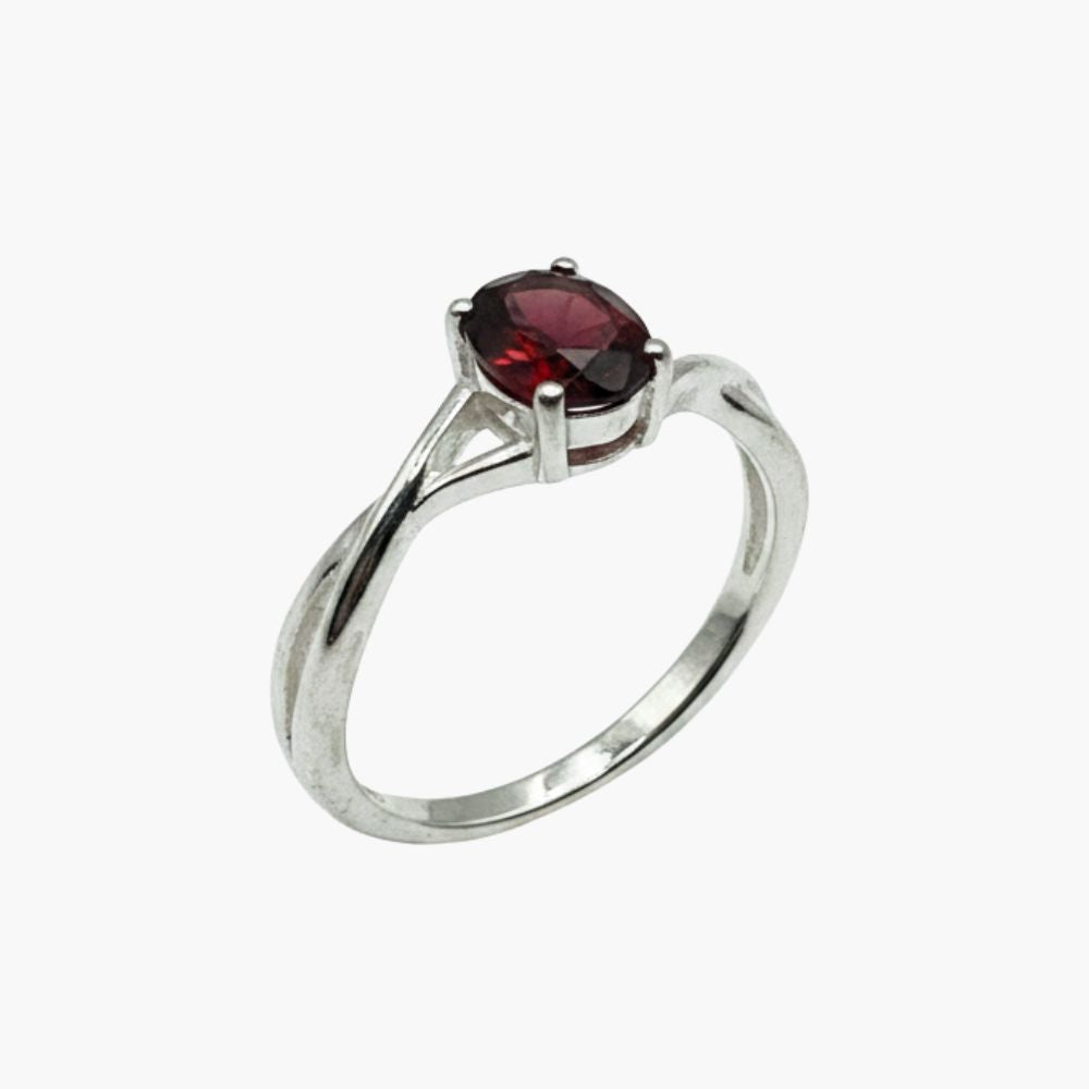 Crimson Elegance Garnet Ring
