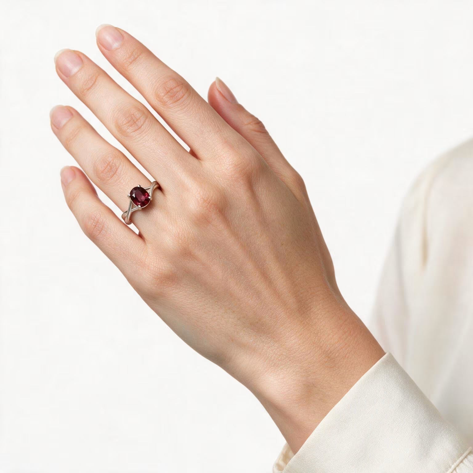 Crimson Elegance Garnet Ring