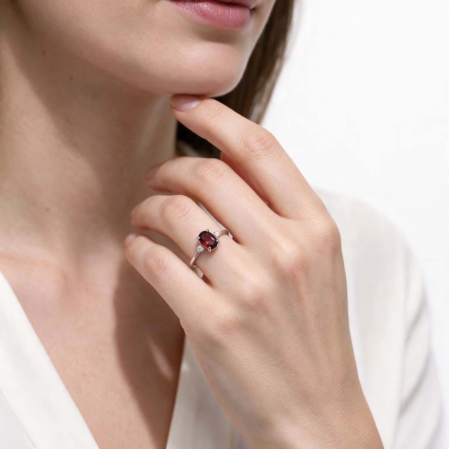 Crimson Halo Garnet Ring