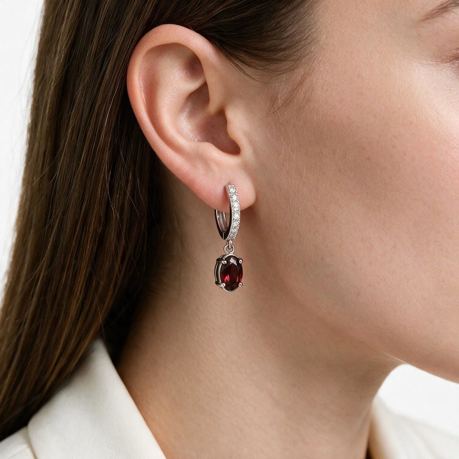 Crimson Elegance Garnet Drop Earrings