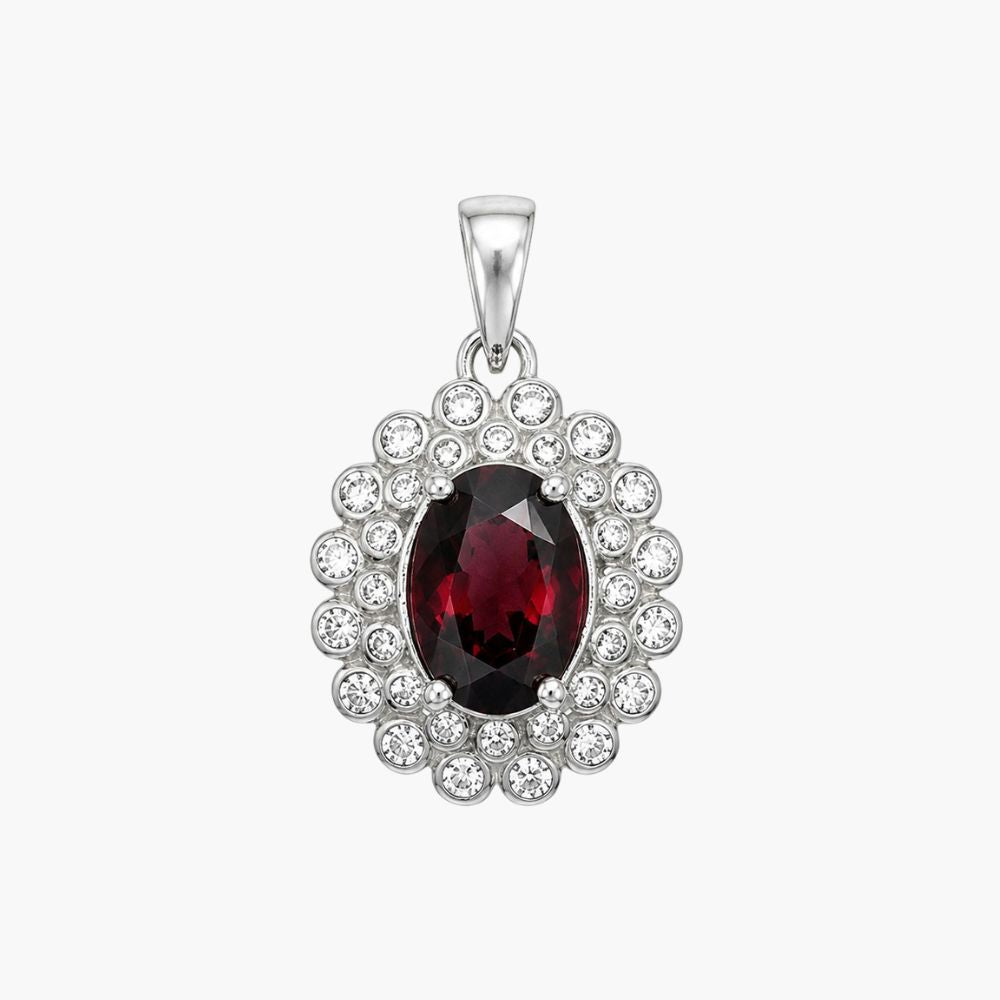 Garnet Halo Elegance Pendant