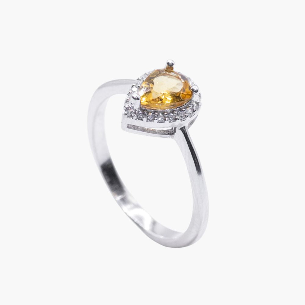 Golden Teardrop Halo Ring