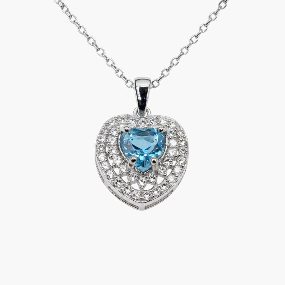 Heartfire Blue Topaz Pendant