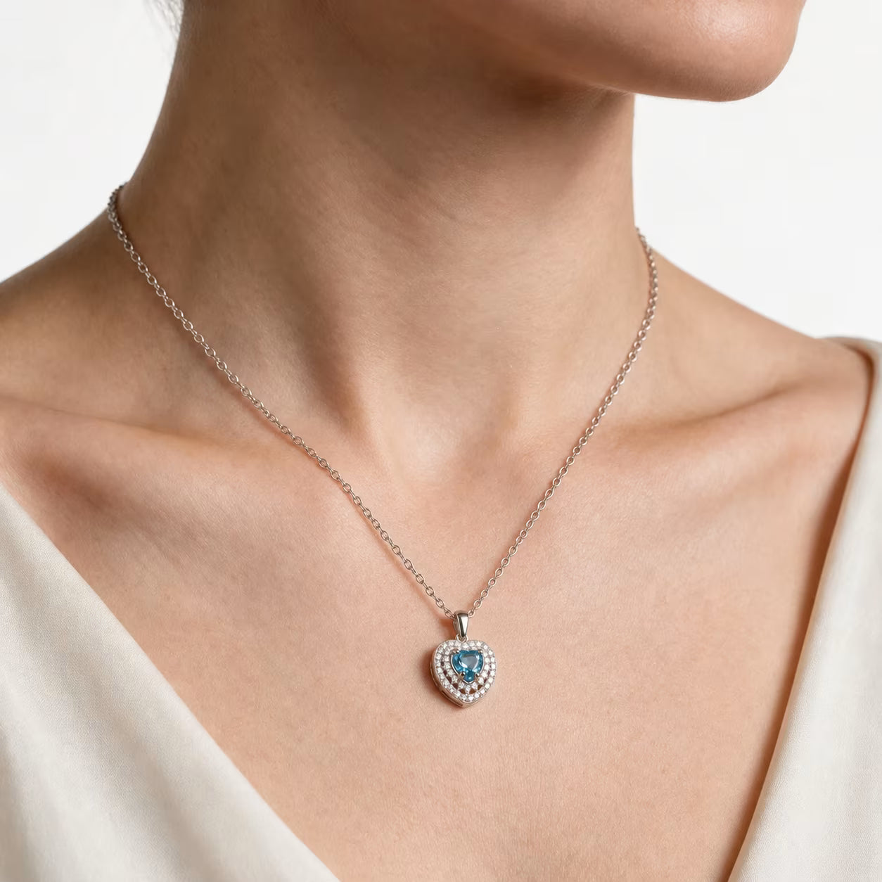 Heartfire Blue Topaz Pendant
