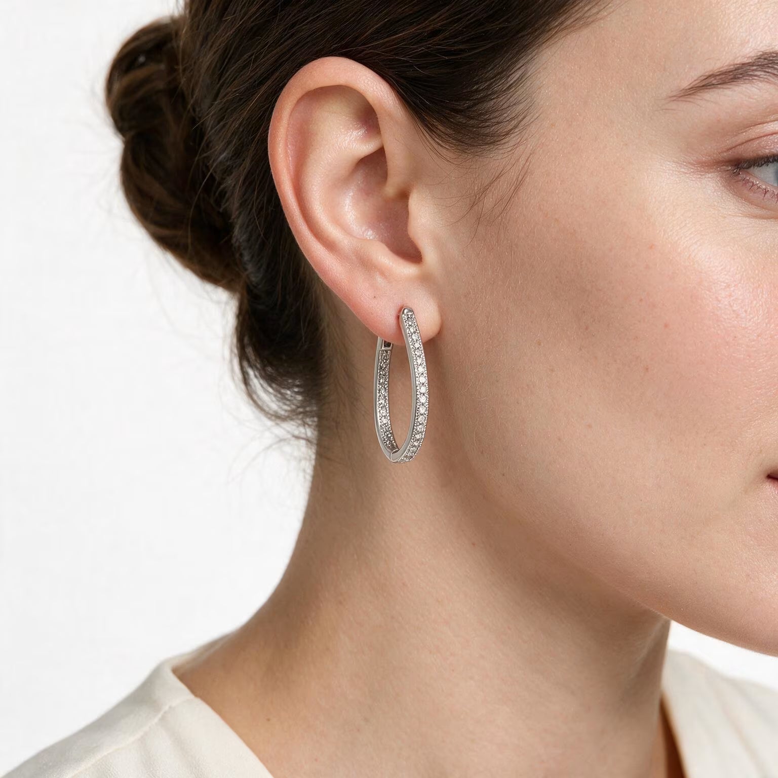 Infinity Spark Oval Hoop Earrings