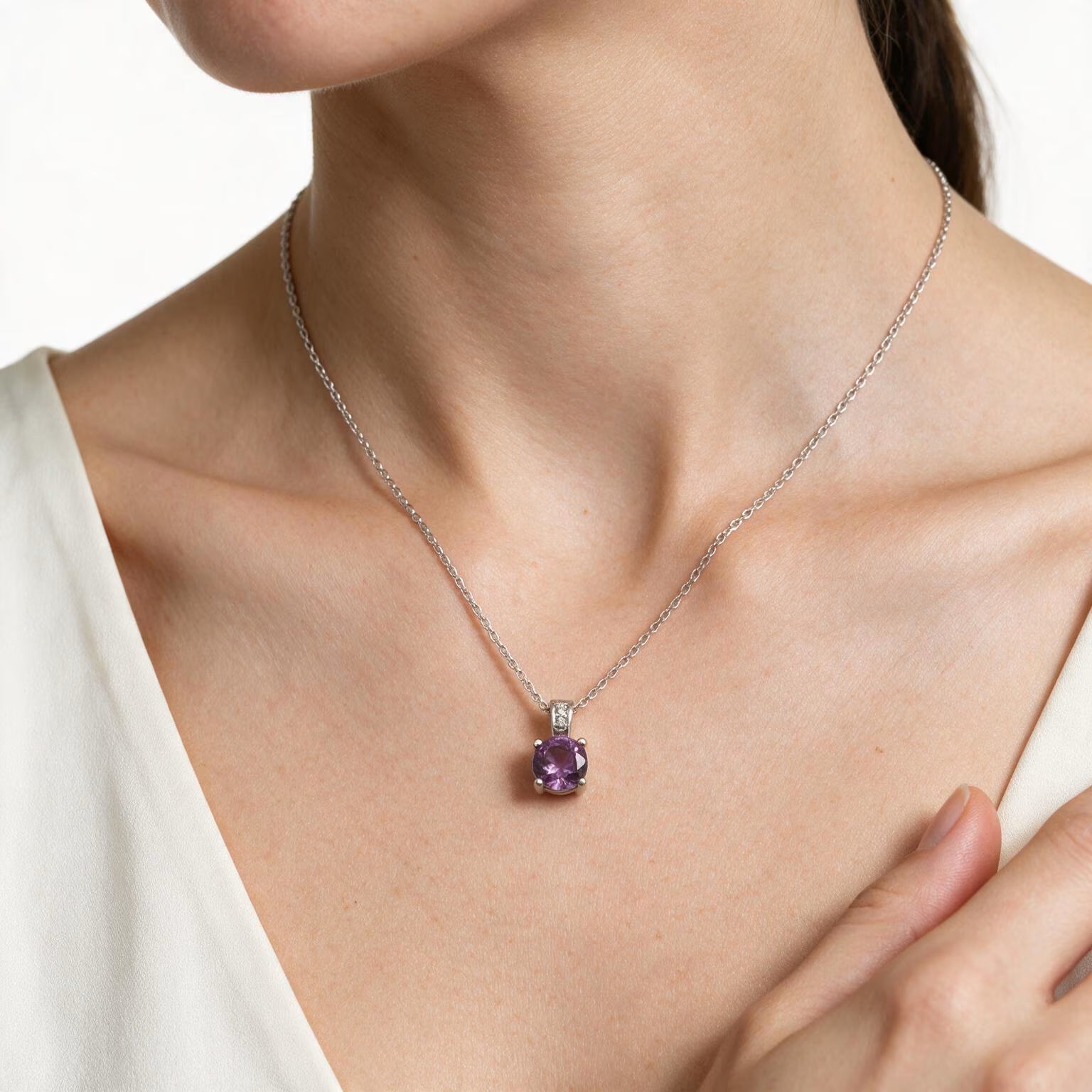 Lavender Aura Amethyst Pendant