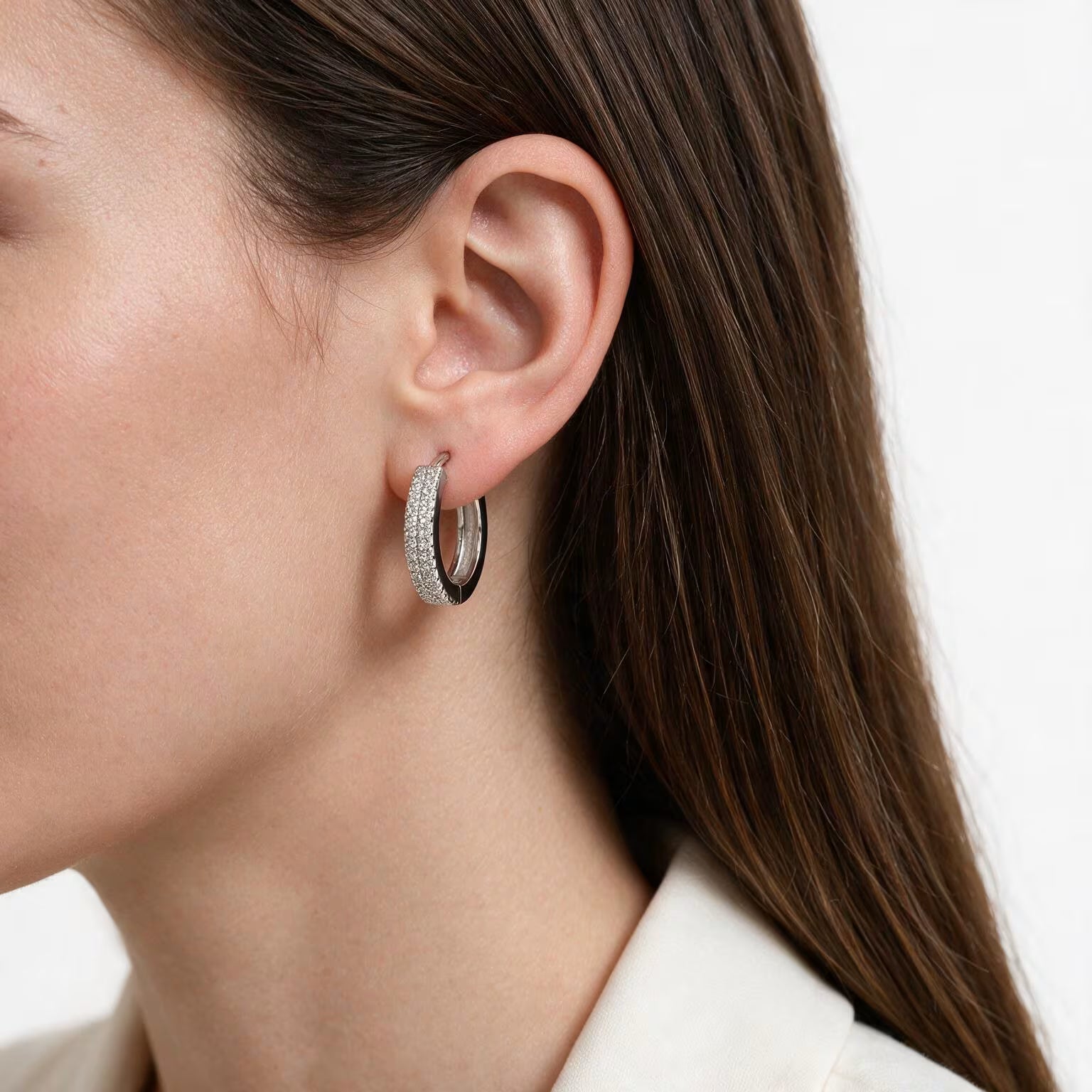 Luminous Elegance CZ Hoop Earrings