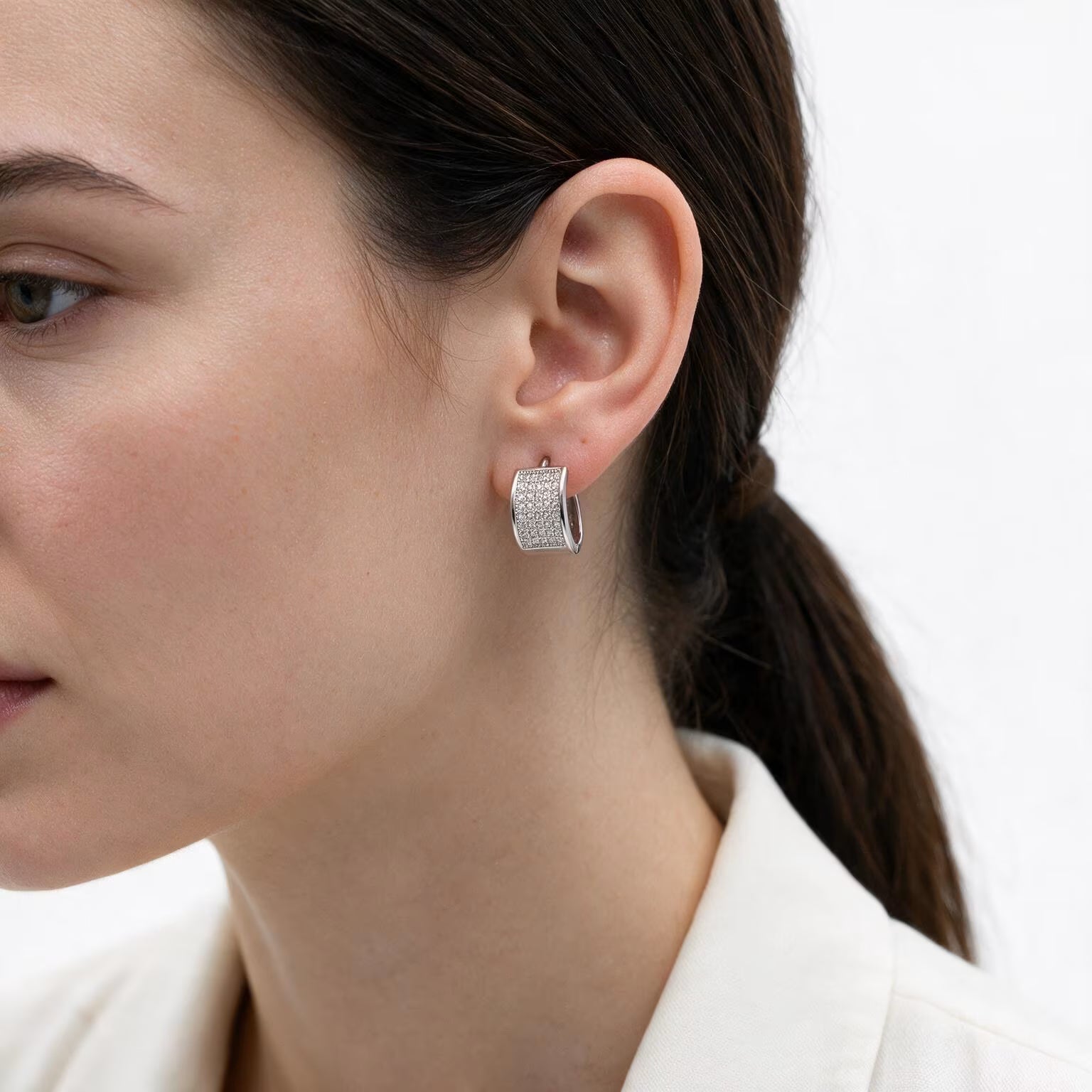 Luna Luxe Pavé Huggie Earrings