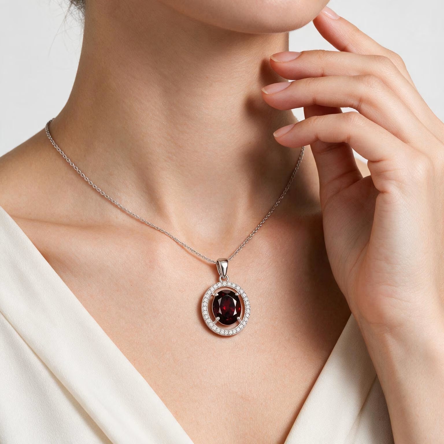 Midnight Halo Garnet Pendant