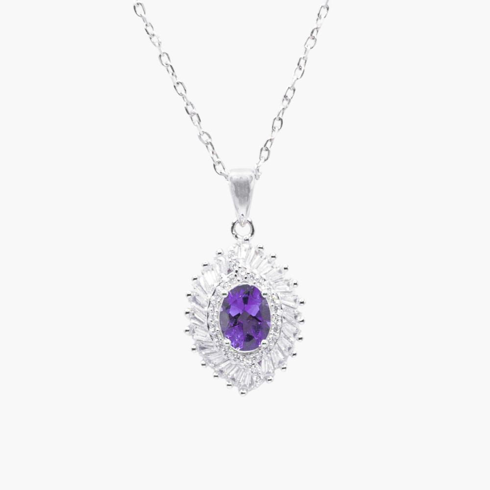 Midnight Starburst Natural Amethyst Pendant