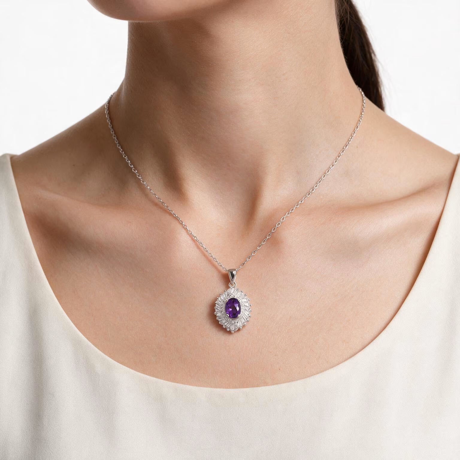 Midnight Starburst Natural Amethyst Pendant