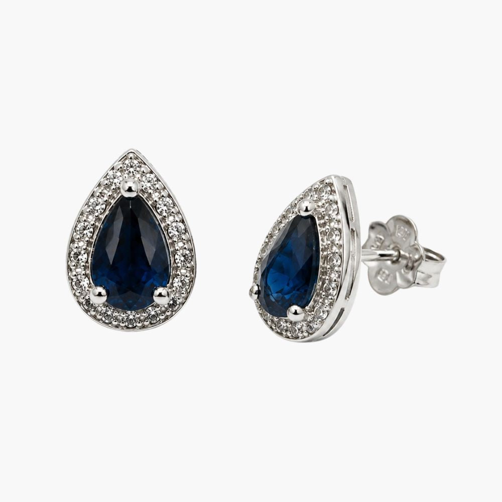 Midnight Teardrop Halo Earrings