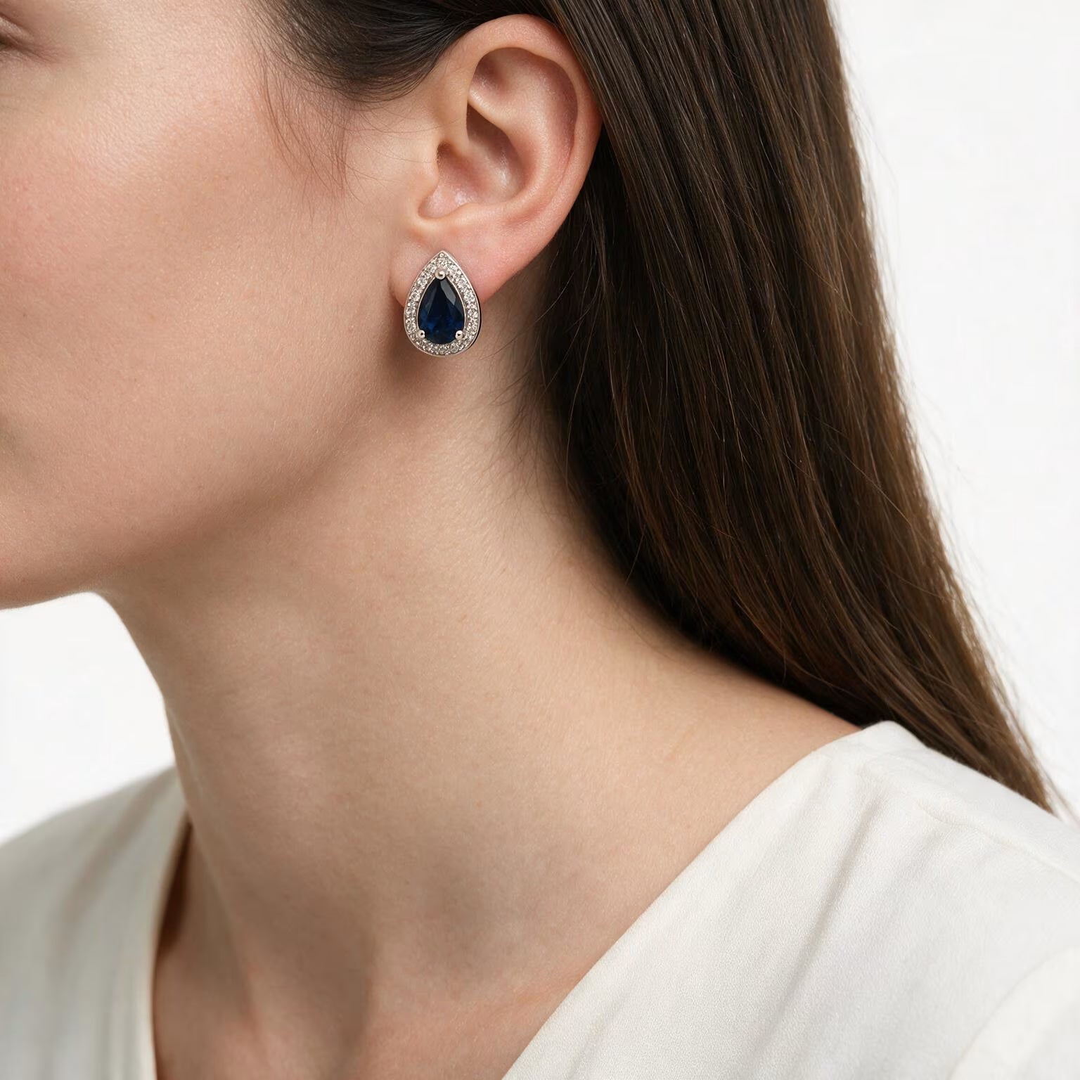 Midnight Teardrop Halo Earrings