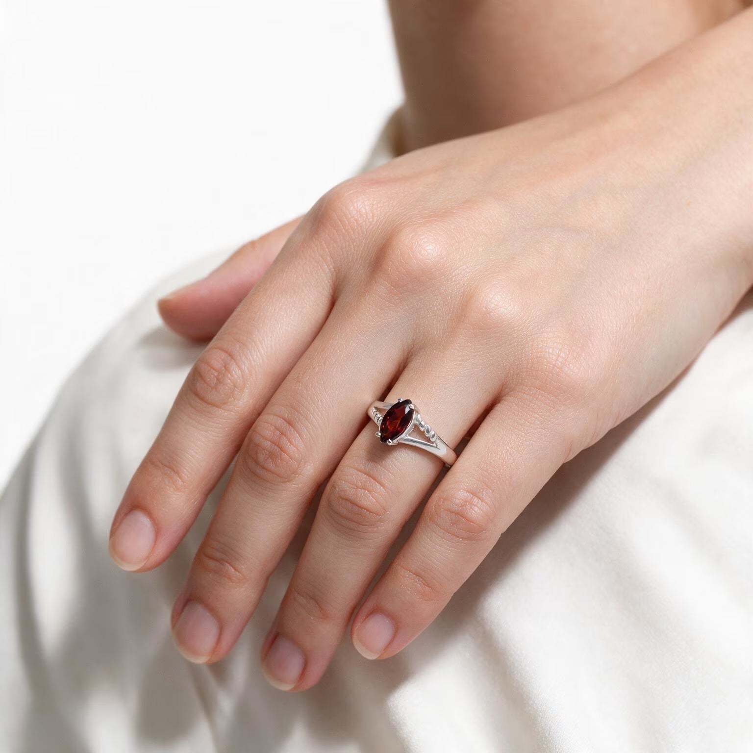Noble Garnet Marquise Ring