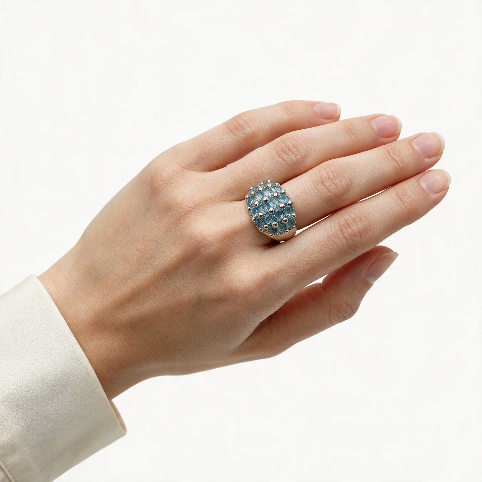 Ocean Bloom Blue Topaz Ring