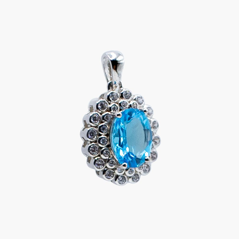 Ocean Bloom Natural Blue Topaz Pendant