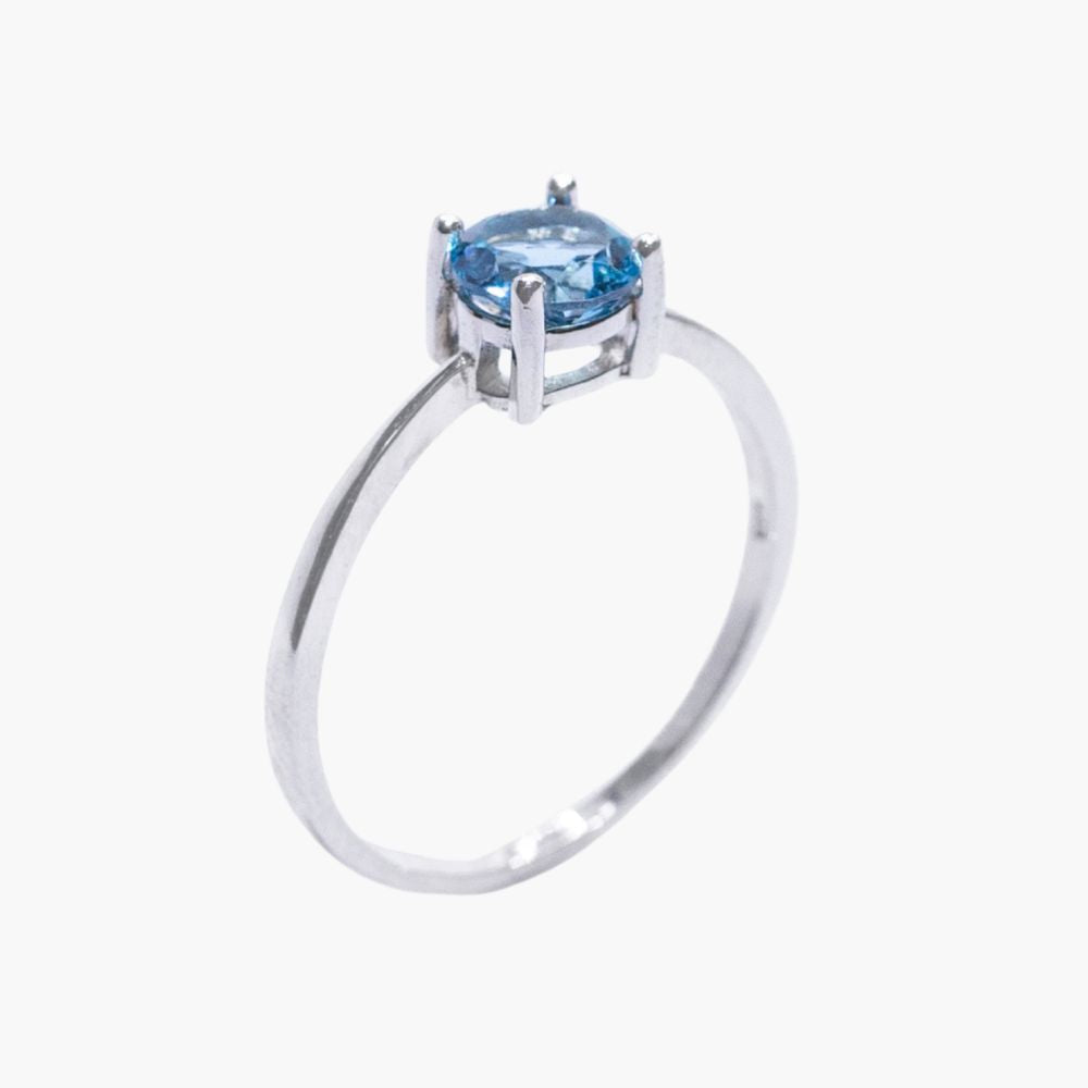 Ocean Solitaire Blue Topaz Ring