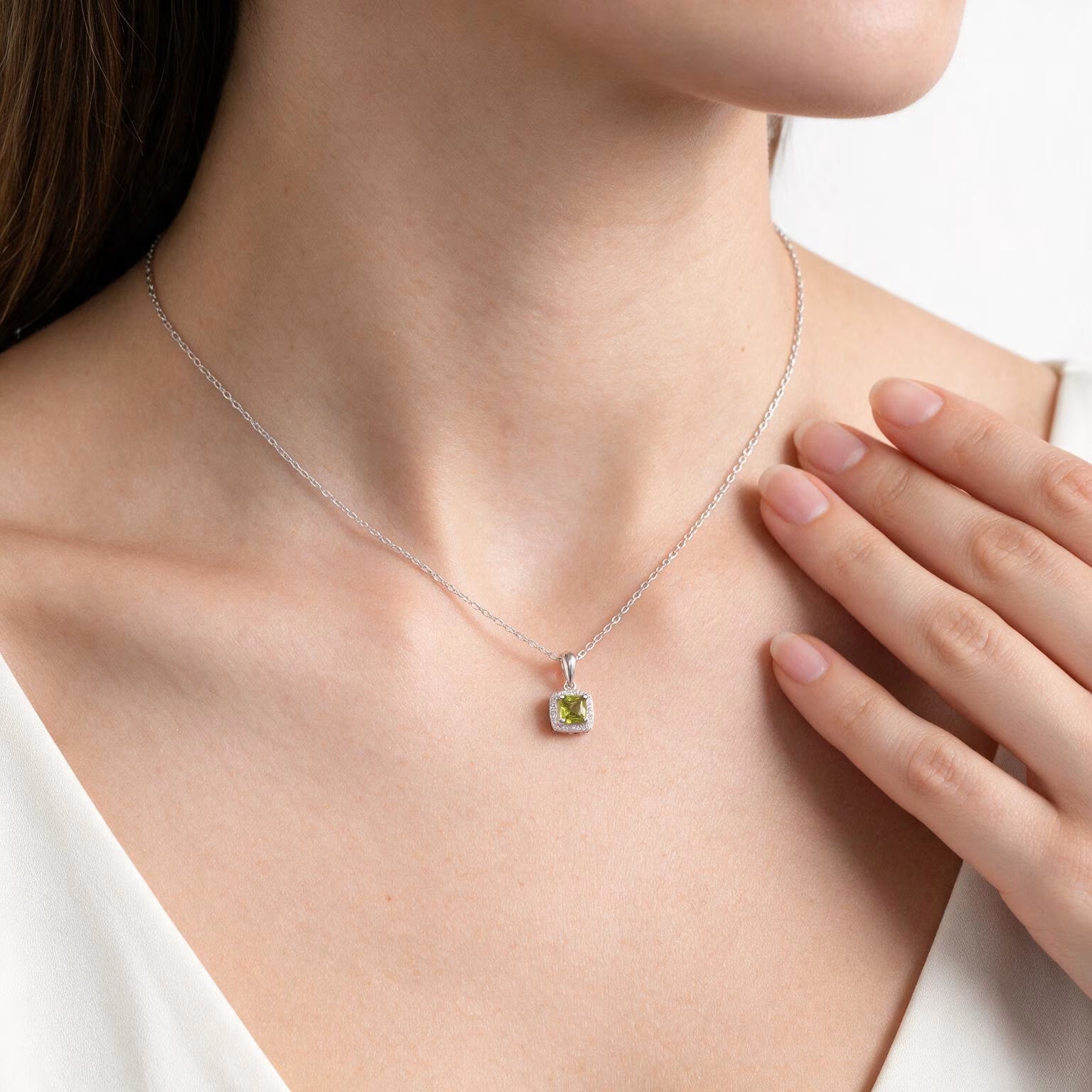 Peridot Halo Radiance Pendant