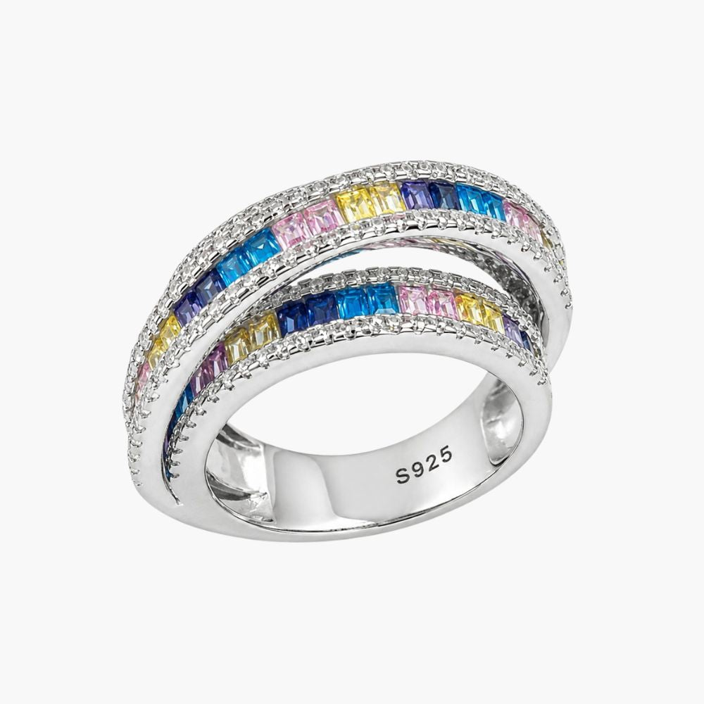 Rainbow Elegance Multi-Colour Cubic Zirconia Ring