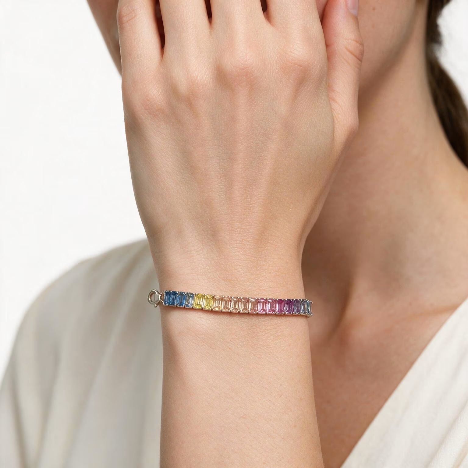 Rainbow Harmony Oval Tennis Bracelet