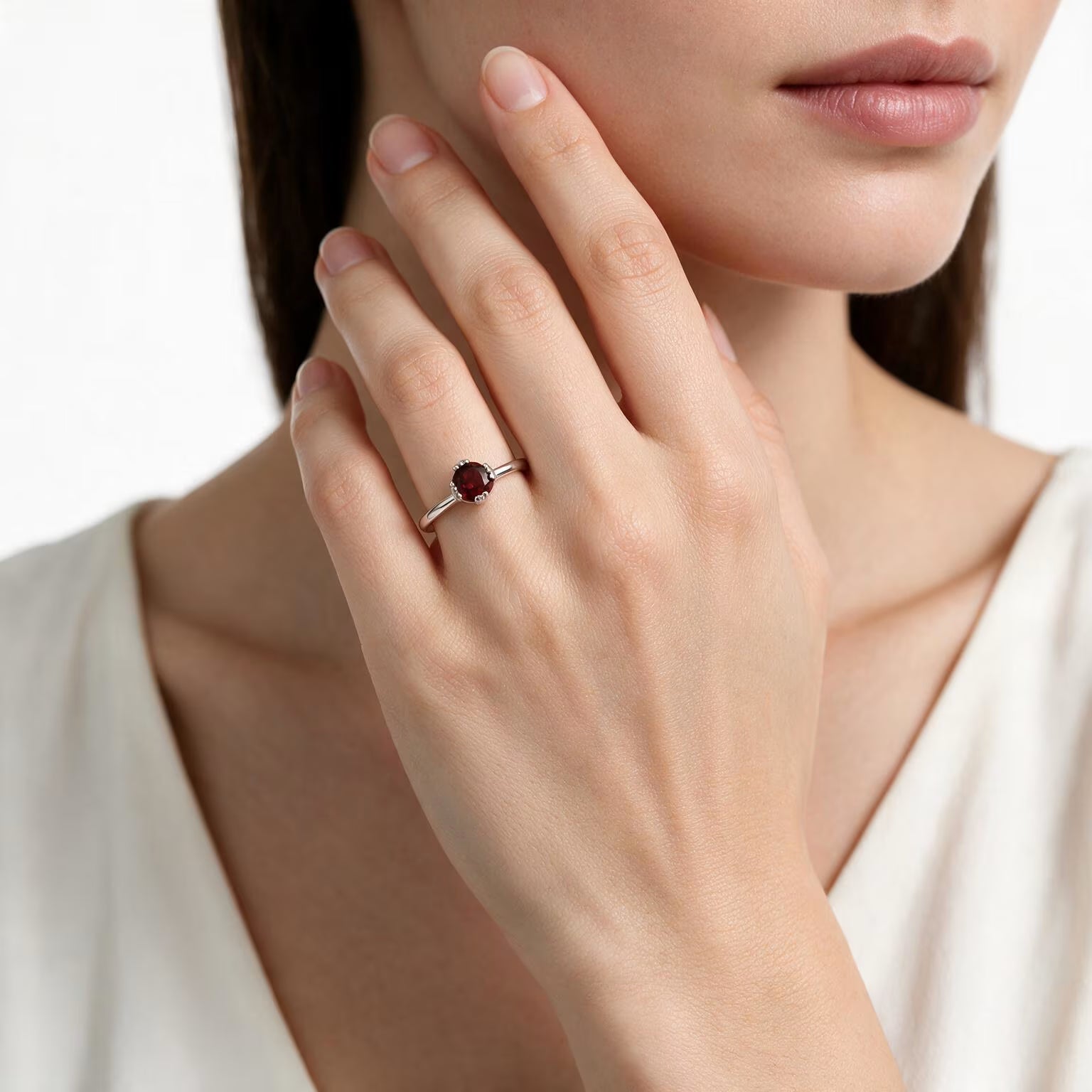 Rose Blossom Garnet Ring
