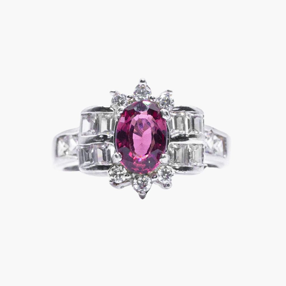 Rose Garnet Halo Ring