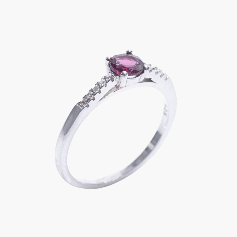 Rose Halo Garnet Ring
