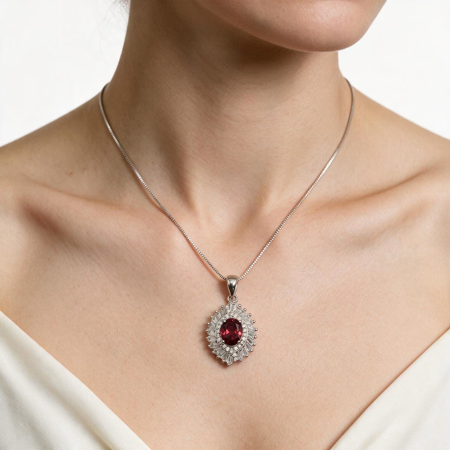 Rosette Radiance Garnet Pendant