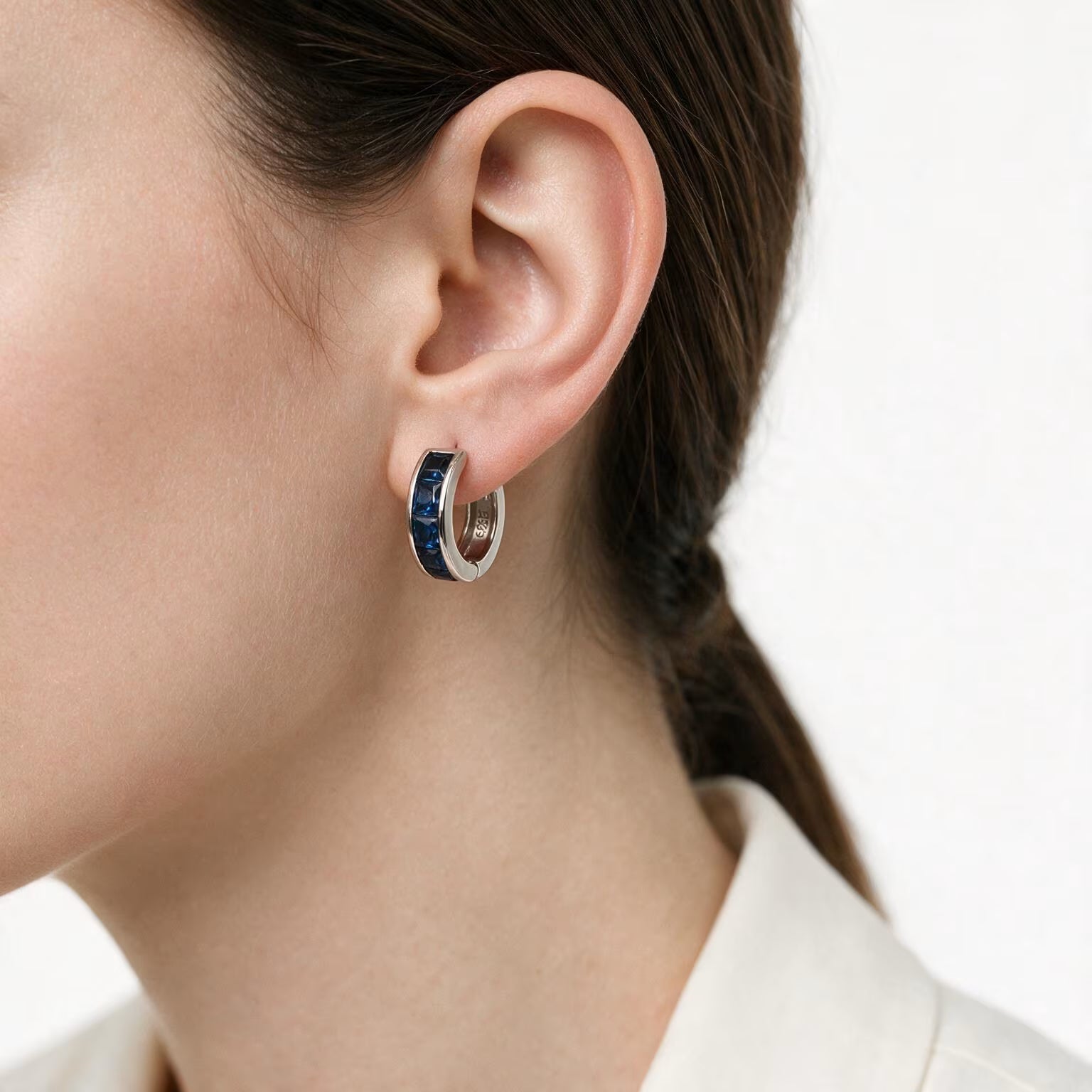 Sapphire Eclipse Hoop Earrings
