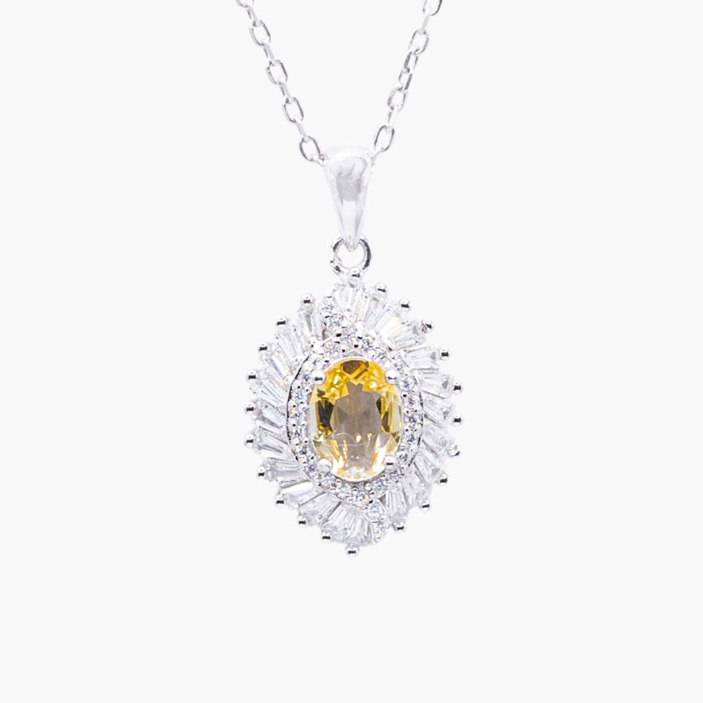 Sunburst Elegance Natural Citrine Pendant