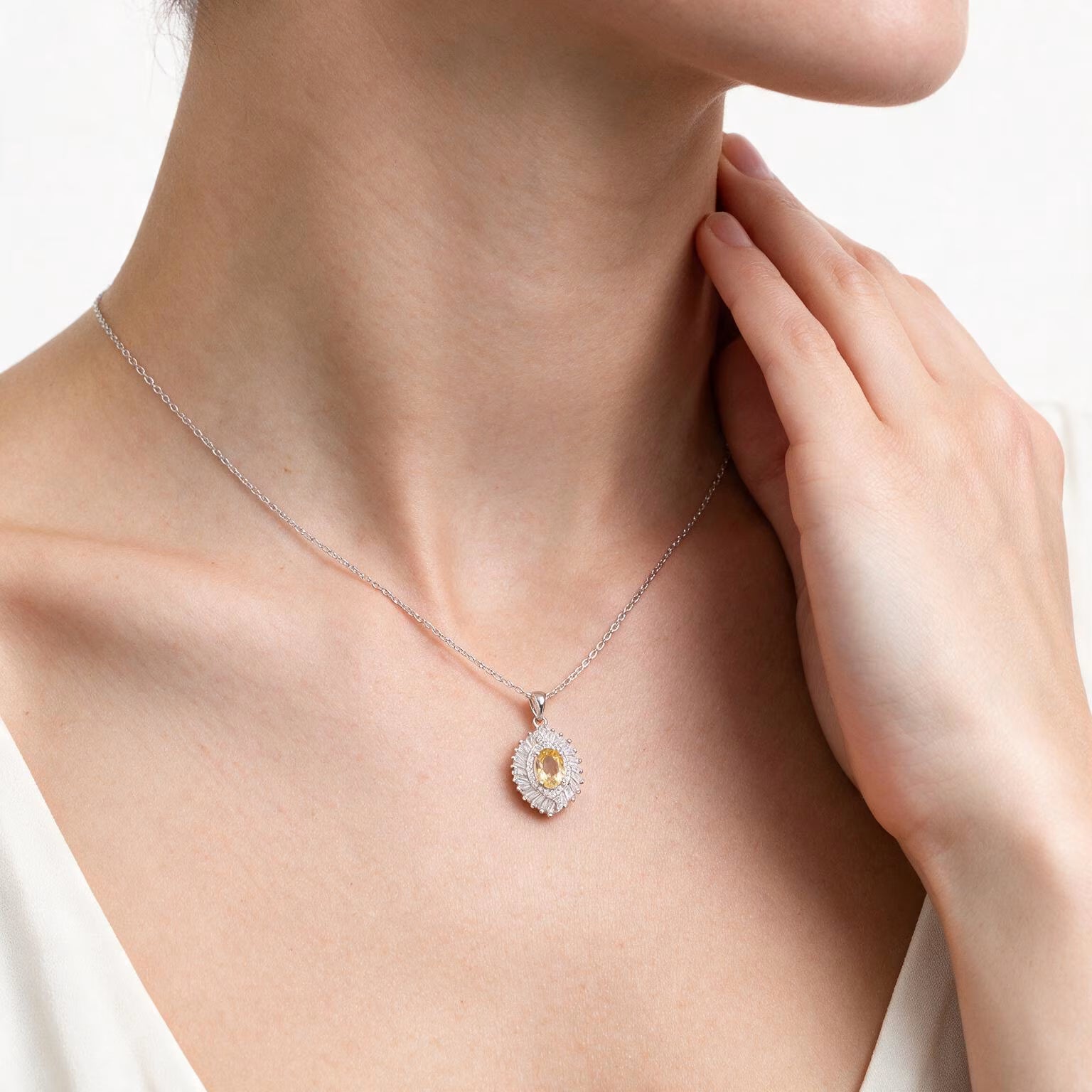 Sunburst Elegance Natural Citrine Pendant